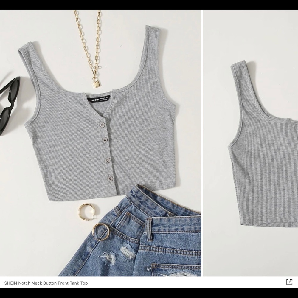Cropped Button Front Tank Top